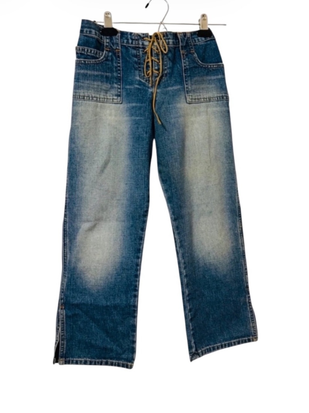 Vintage Y2K Abercrombie & Fitch Lace-Up Low Rise Flare Jeans Made in USA Size 4